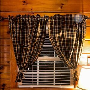 Plaid Black and Tan Curtains